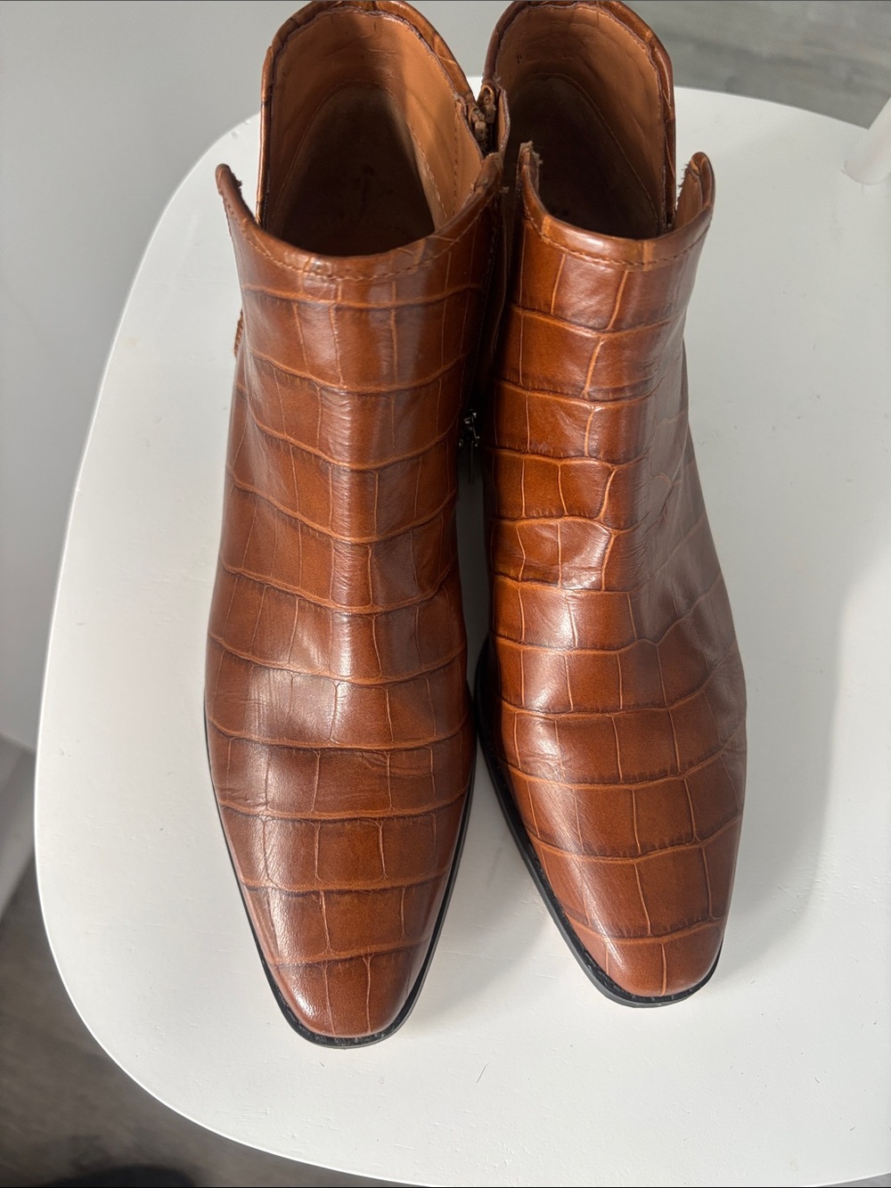 Franco Sarto Cognac Croc-Embossed Leather Chukka Boots